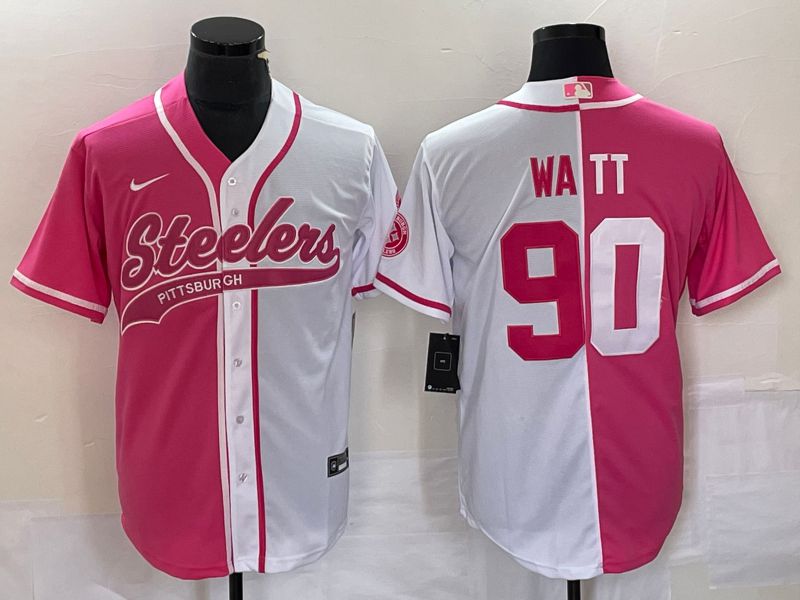 Men Pittsburgh Steelers #90 Watt Pink white Co Branding Nike Game NFL Jersey style 1->indianapolis colts->NFL Jersey